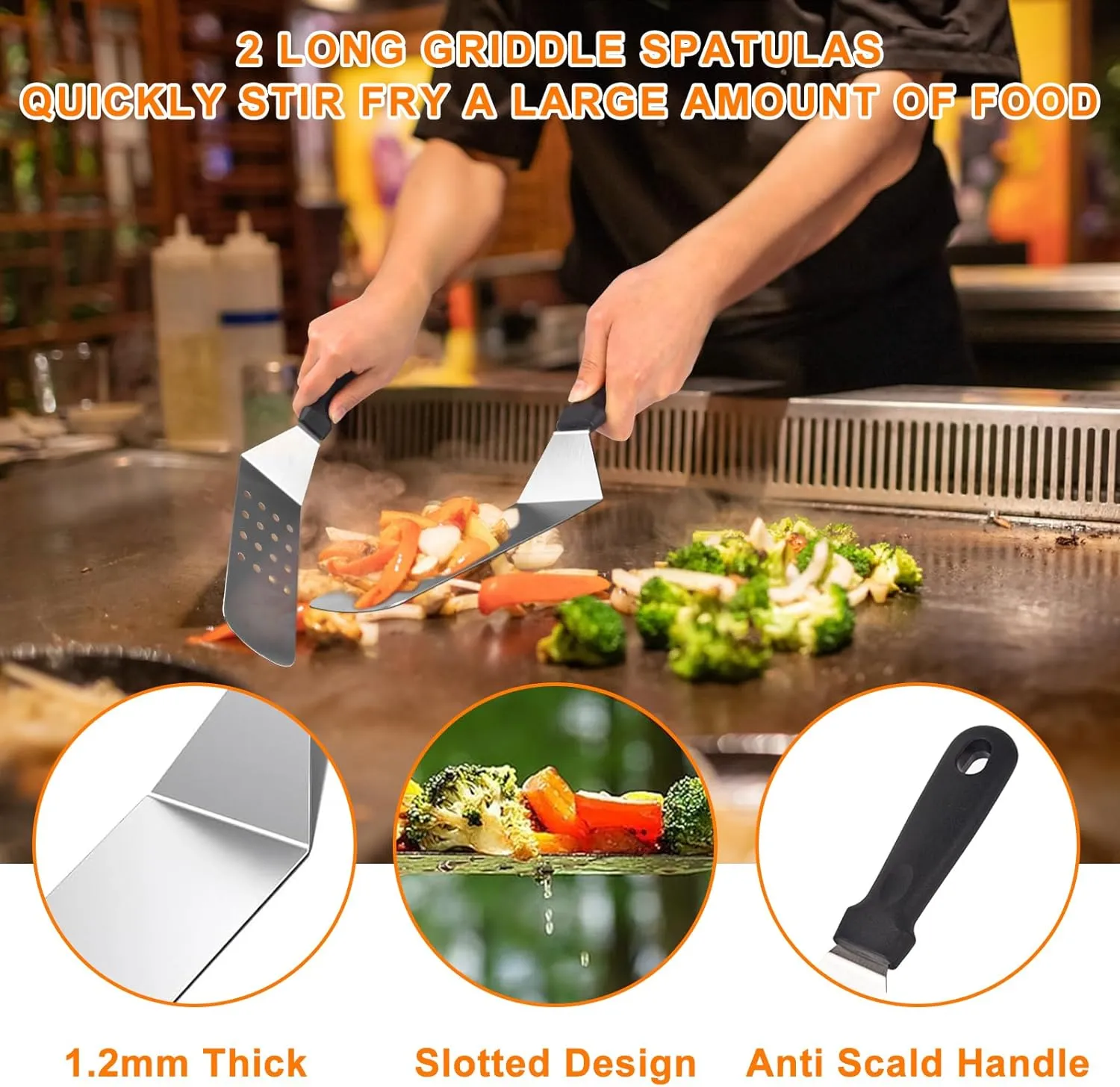 ﻿Latiret Griddle Accessories Kit, 24Pcs Grilling Accessories Set for Blackstone and Camp Chef, Flat Top Griddle Accessories Set with Scraper, Enlarged Spatulas, Basting Cover, White Elephant Gifts