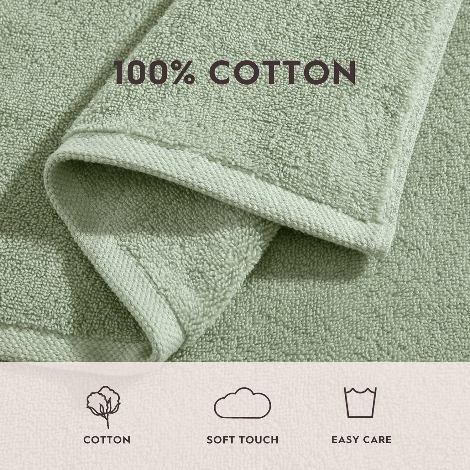 Laura Ashley - Bath Towels, Soft & Absorbent Cotton Towels, Fade Resistant & Low Linting, Dorm Essentials (Marilyn Green, 6-Piece)