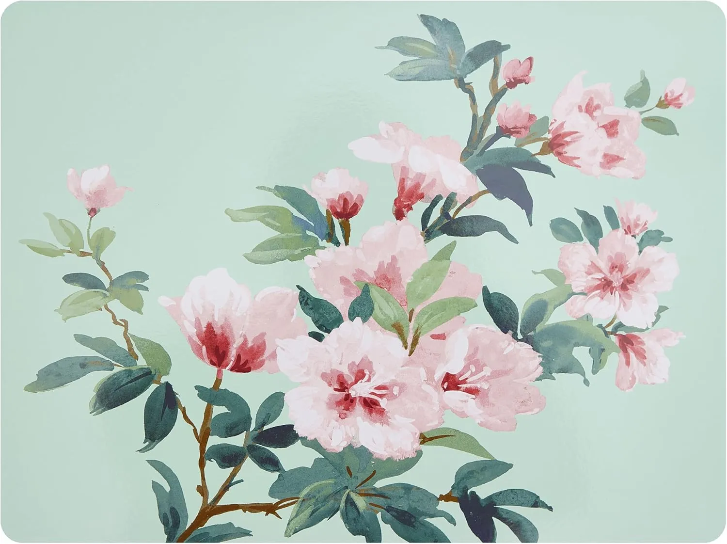 Laura Ashley Cork Placemats 16 x 12-inch for Kitchen and Dining Tables, Heat Resistant, Durable, Easy Clean, Set of 4, Blossom Branch
