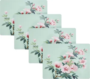 Laura Ashley Cork Placemats 16 x 12-inch for Kitchen and Dining Tables, Heat Resistant, Durable, Easy Clean, Set of 4, Blossom Branch