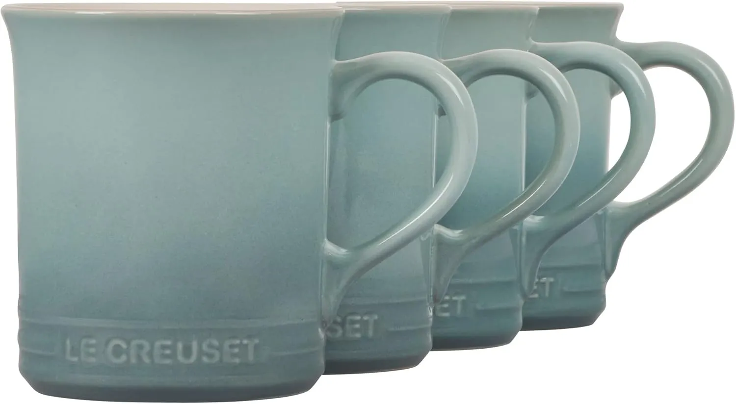 Le Creuset Stoneware Set of 4 Mugs, 14 oz. each, Sea Salt