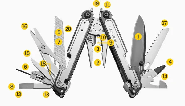 Leatherman 20 Tool ARC Multi-Tool with MagnaCut Steel Blade & Nylon Sheath Silver