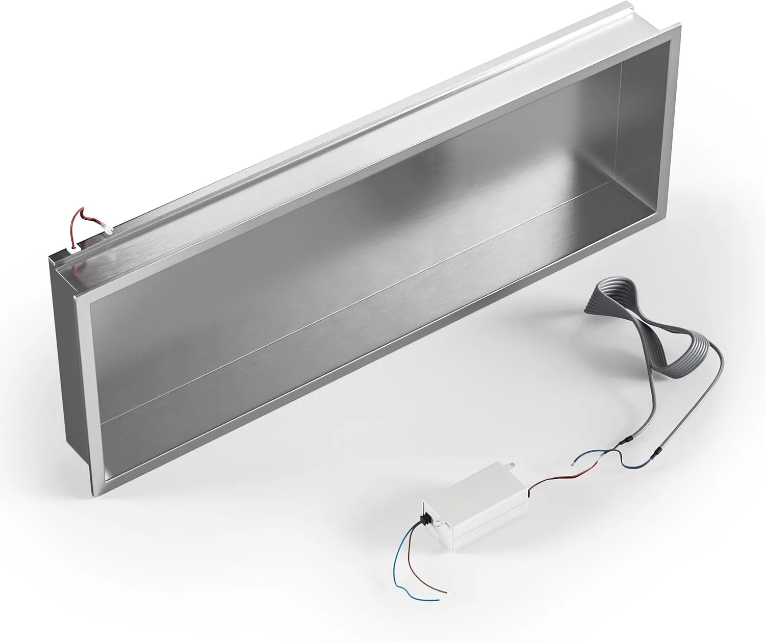 Led Shower Niche 36" X 12" Brushed 304 Stainless Steel with Lighting Waterproof No Tile Need Shower Niches for Bathroom Storage Recessed Wall Niche