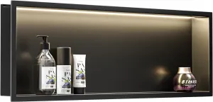 Led Shower Niche 36" X 12" Matte Black 304 Stainless Steel with Lighting Waterproof No Tile Need Shower Shelf for Bathroom Recessed Wall Shelf Horizontal Niche