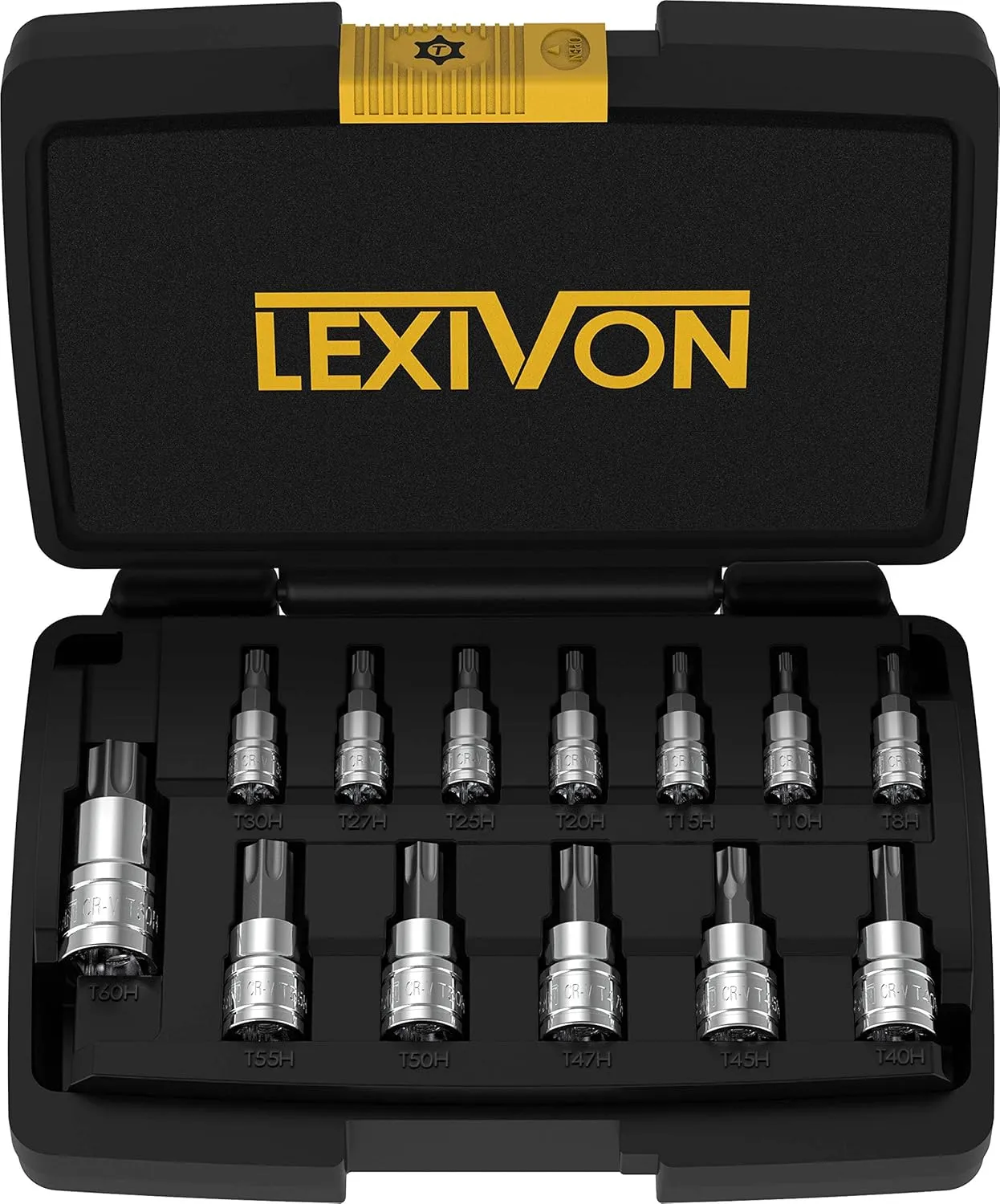 LEXIVON Tamper Proof Torx Bit Socket Set, Premium S2 Alloy Steel | 13-Piece Security Star T8 - T60 Set | Enhanced Storage Case (LX-146)