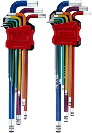 Lichamp 18-Piece Long Allen Wrenches Sets, Metric and Standard Allen Key Set Hex Key with Ball End, SAE 1/16 to 3/8 inch, Metric 1.5 to 10 mm