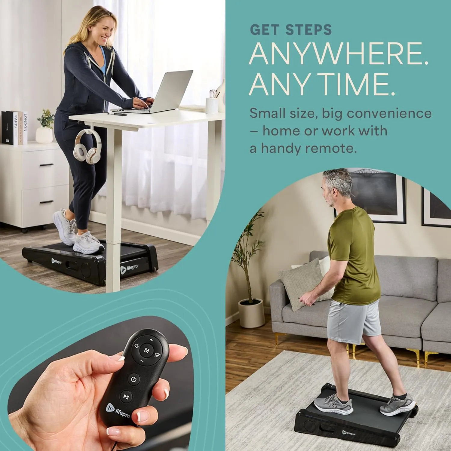 Lifepro Smallest Portable 30in Small Mini Walking Pad Treadmill Installation Free, Adjustable Incline, Under Desk Work Compact Treadmills for Home/Office - Max Load 220Lbs & Speed 3MPH