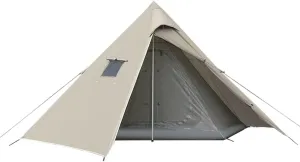 Lightweight Waterproof Camping Tent for 2-3 Person Hiking Camping Outdoor Family Tent with Top Rainfly, 370X200CM, Beige