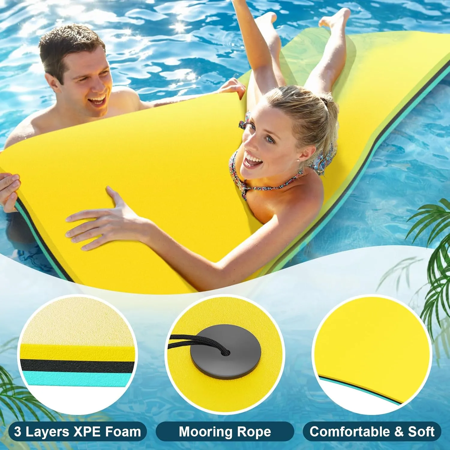 Lily Pad Floating Mat, 7/8/10/12/18x6FT, 6/9x3FT Floating Water Mat for The Lake and Boating,3 Layers Tear-Resistant XPE Foam Portable Lily Pad Float for Adults and Kids