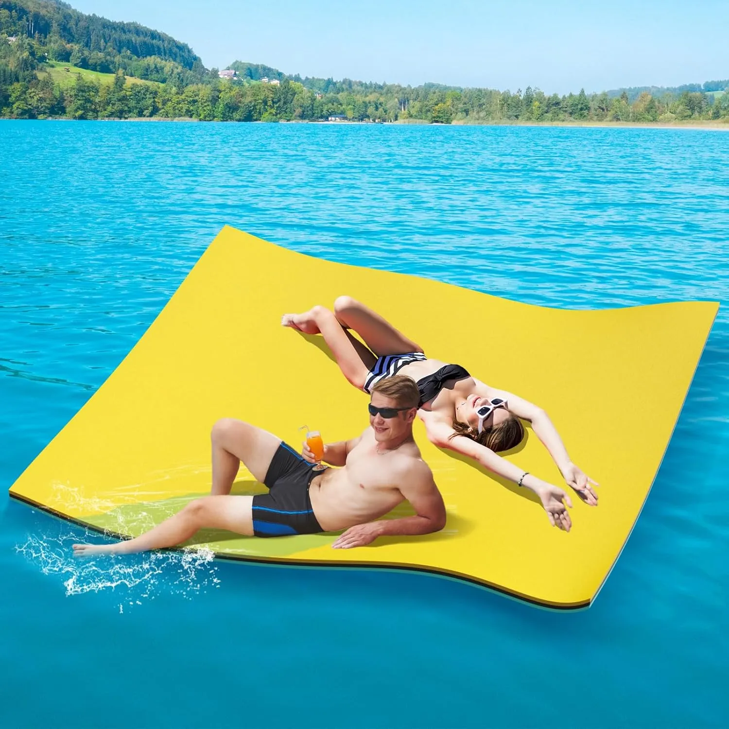 Lily Pad Floating Mat, 7/8/10/12/18x6FT, 6/9x3FT Floating Water Mat for The Lake and Boating,3 Layers Tear-Resistant XPE Foam Portable Lily Pad Float for Adults and Kids