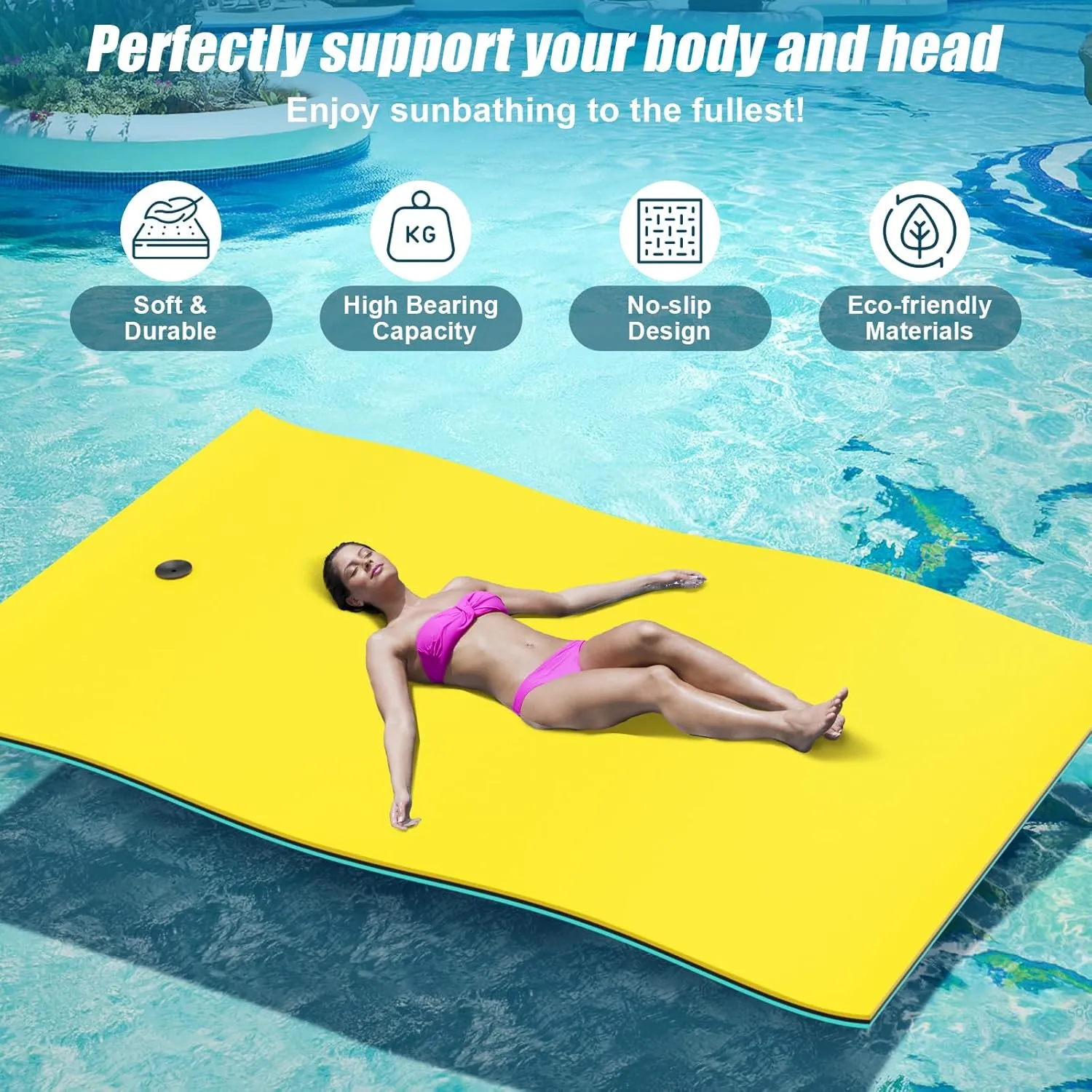 Lily Pad Floating Mat, 7/8/10/12/18x6FT, 6/9x3FT Floating Water Mat for The Lake and Boating,3 Layers Tear-Resistant XPE Foam Portable Lily Pad Float for Adults and Kids
