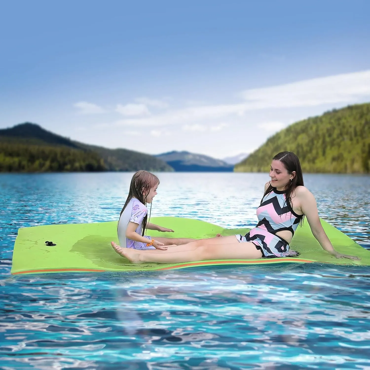 Lily Pad Floating Mat, 7'/8'/9'/13'/15.5' Floating Mat, 3-Layer Tear-Resistant XPE Foam Floating Water Mat for Water Recreation, Lake, Pool, River, Ocean, Boat, Suitable for Adults and Kids