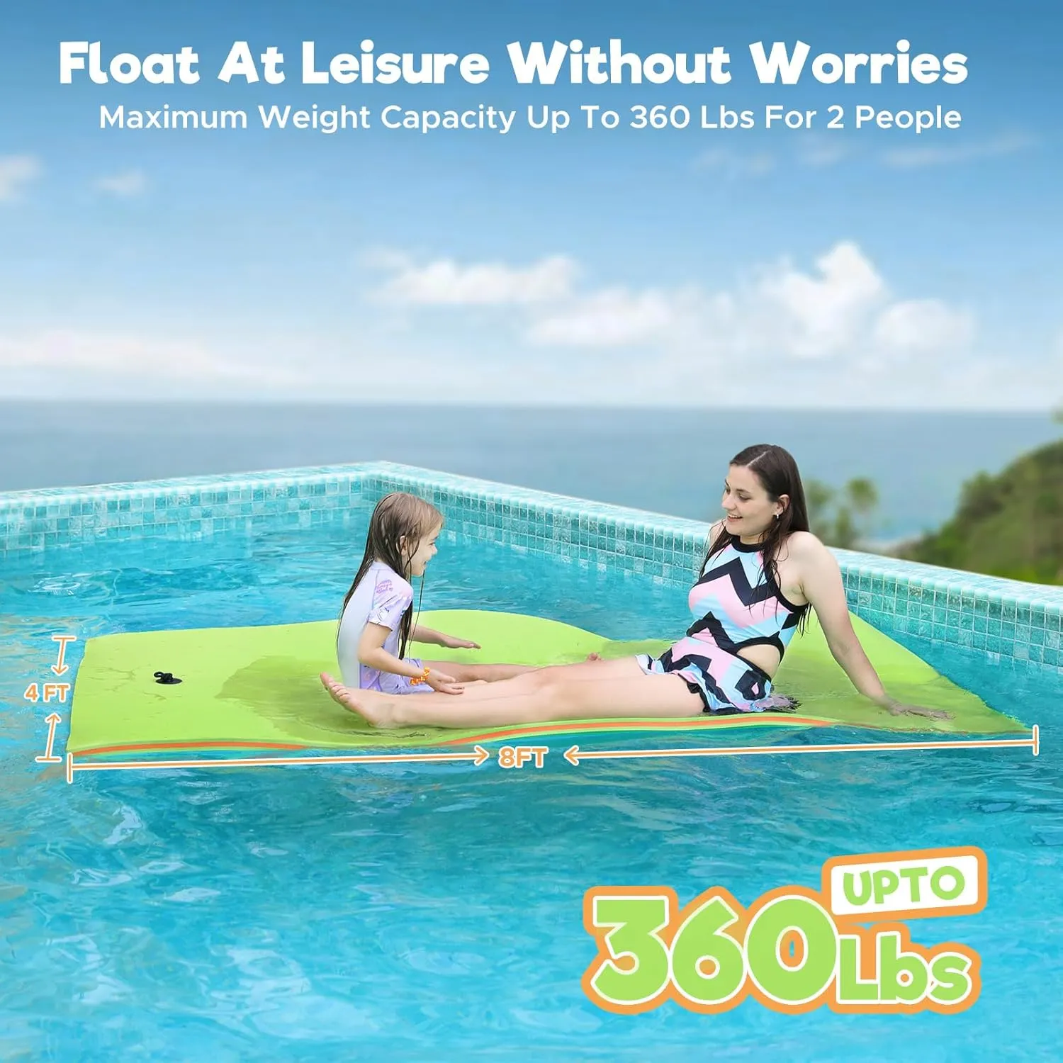 Lily Pad Floating Mat, 7'/8'/9'/13'/15.5' Floating Mat, 3-Layer Tear-Resistant XPE Foam Floating Water Mat for Water Recreation, Lake, Pool, River, Ocean, Boat, Suitable for Adults and Kids