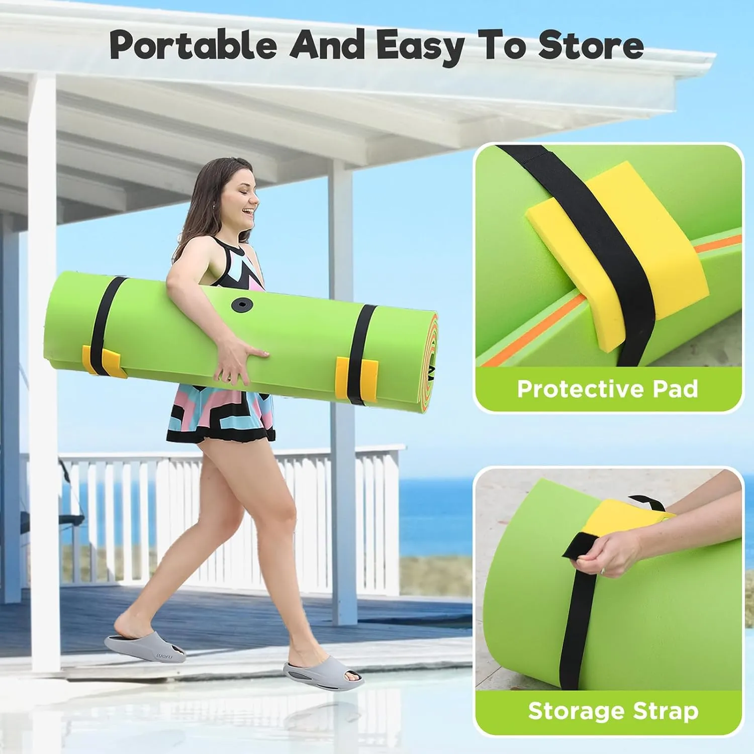 Lily Pad Floating Mat, 7'/8'/9'/13'/15.5' Floating Mat, 3-Layer Tear-Resistant XPE Foam Floating Water Mat for Water Recreation, Lake, Pool, River, Ocean, Boat, Suitable for Adults and Kids