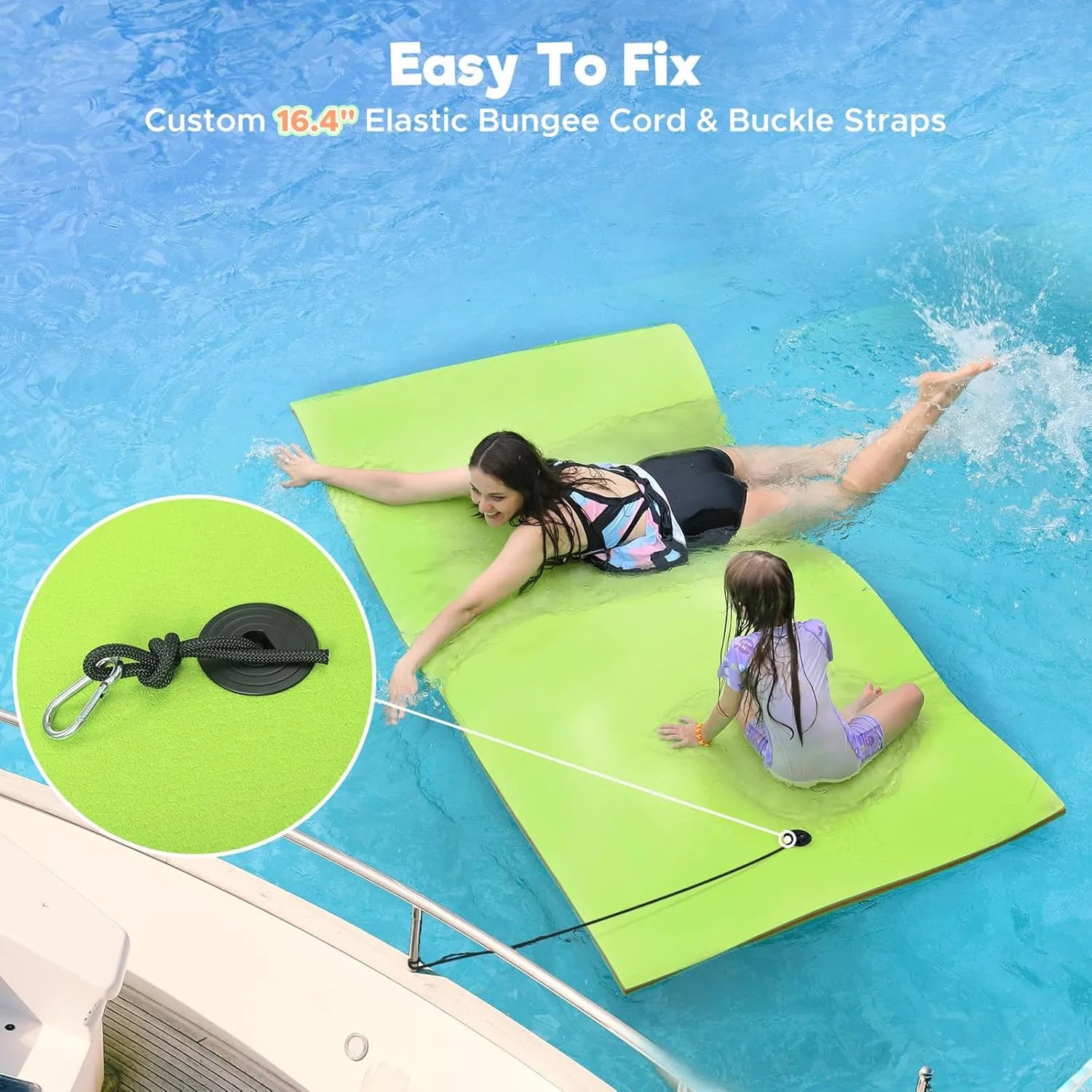 Lily Pad Floating Mat, 7'/8'/9'/13'/15.5' Floating Mat, 3-Layer Tear-Resistant XPE Foam Floating Water Mat for Water Recreation, Lake, Pool, River, Ocean, Boat, Suitable for Adults and Kids