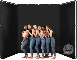 LimoStudio 13.1 x 8 feet (W x H) Black Super Large Backdrop Screen with Stand Frame, 4 Panel Foldable Background, Angle Adjustable, Enhanced Stability with Leg Shoes, Photoshoot, Show Booth, AGG3376