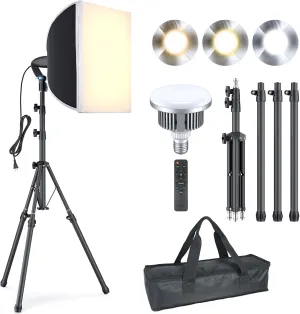 LINCO Lincostore Softbox Photography Lighting Kit 16'' x 16'' Professional Softbox Lighting Kit with 85W 3000-6500K LED Bulbs, Studio Lights for Photography/Video Recording/Live Streaming