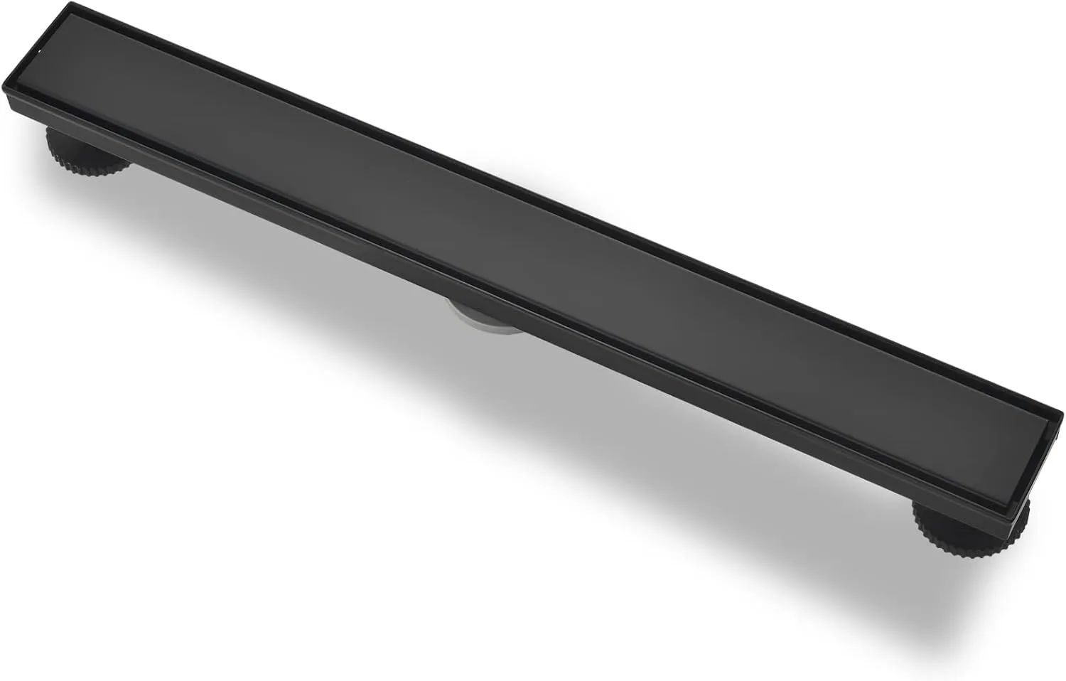 Linear Shower Drain with Tile Insert Panels, 24 Inch Black 304 Stainless Steel Rectangle Shower Floor Drain, with Hair Catcher, Adjustable Feet, Fits Bathroom, Balcony