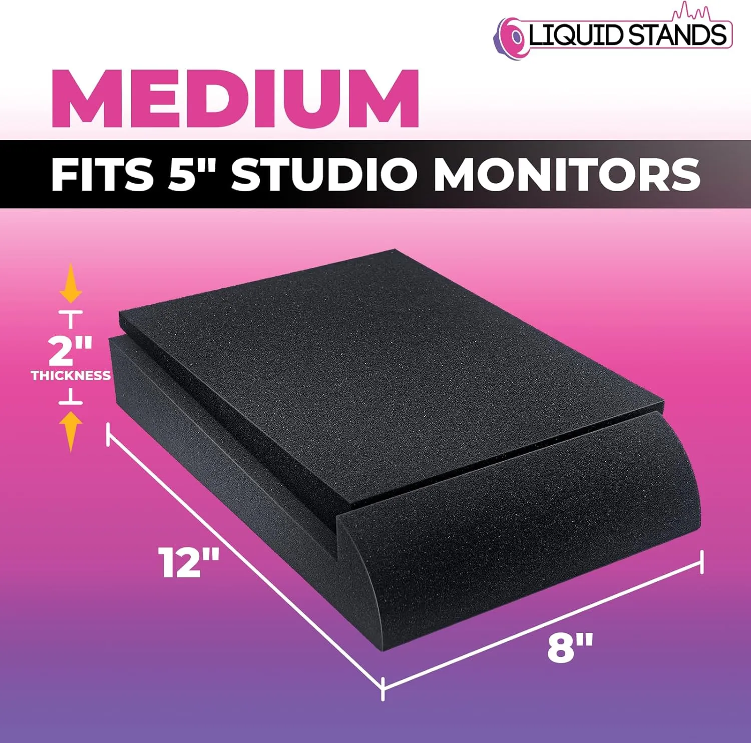 Liquid Stands Studio Monitor Sound Isolation Pads for Speakers 5" High-Density Speaker Foam Pads That Prevents Vibrations Angled Speaker Riser - Acoustic Speakers Isolation Pad for Floor, Desktop