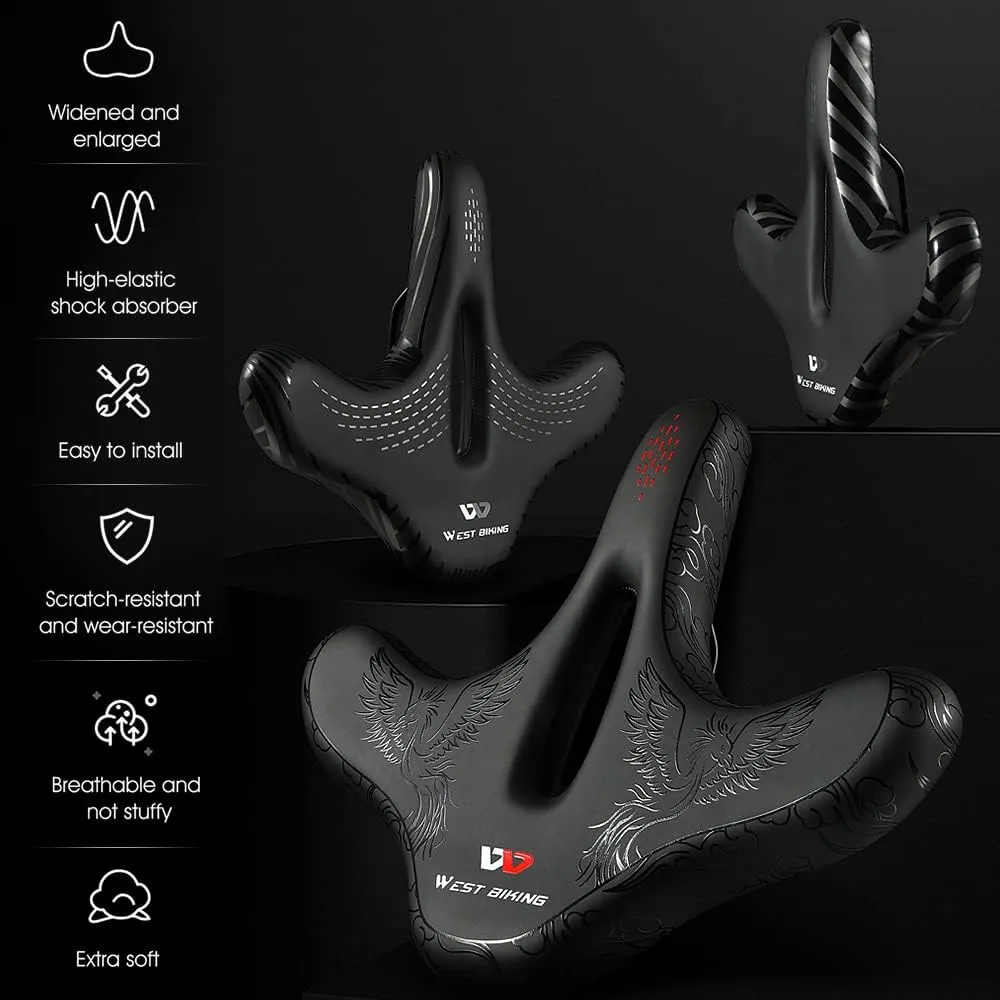 Lixada Wide Bike Saddle Comfortable Mountain Bicycle Cushion Pad Waterproof Cycle Seat Saddle for Men Women Road Mountain Bike