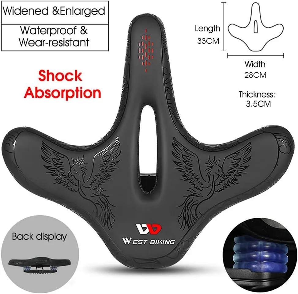 Lixada Wide Bike Saddle Comfortable Mountain Bicycle Cushion Pad Waterproof Cycle Seat Saddle for Men Women Road Mountain Bike