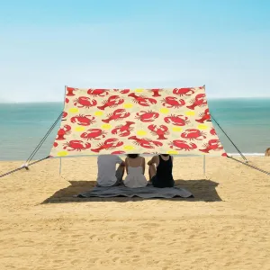 Lobster and Crab Beach Camping Tent Sun Shelter for Whole Family, Lemon and Dill Beach Shade Canopy with UPF50  UV Protection,Easy Set Up and Carry,Outdoor Shade for Trips, Fishing, Backyard Fun