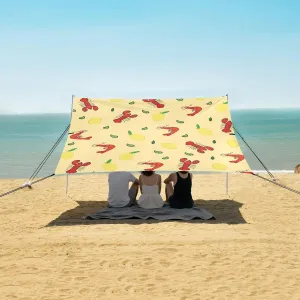 Lobster and Lemon Beach Camping Tent Sun Shelter for Whole Family, Fresh Seafood Beach Shade Canopy with UPF50  UV Protection,Easy Set Up and Carry,Outdoor Shade for Trips, Fishing, Backyard Fun