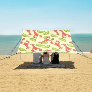 Lobster and Lime Slices Beach Camping Tent Sun Shelter for Whole Family, Beach Shade Canopy with UPF50  UV Protection,Easy Set Up and Carry,Outdoor Shade for Trips, Fishing, Backyard Fun Picnic