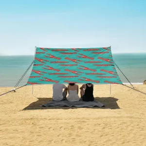Lobster Cute Seamless Pattern Beach Camping Tent Sun Shelter for Whole Family, Beach Shade Canopy with UPF50  UV Protection,Easy Set Up and Carry,Outdoor Shade for Trips, Fishing, Backyard Fun