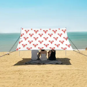 Lobster Seamless Pattern Beach Camping Tent Sun Shelter for Whole Family, Beach Shade Canopy with UPF50  UV Protection,Easy Set Up and Carry,Outdoor Shade for Trips, Fishing, Backyard Fun Picni