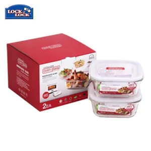 Lock & Lock Euro Glass Container 2pc Set 750ml
