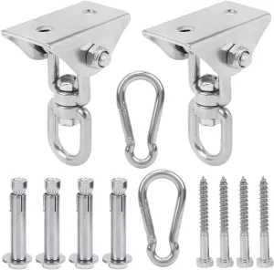 Locking Snap Hooks Set, Heavy Duty 304 Stainless Steel Metal Clip Heavy Duty Rope Connector Swing Hangers Swing Hanging Kit Locking Snap Hooks