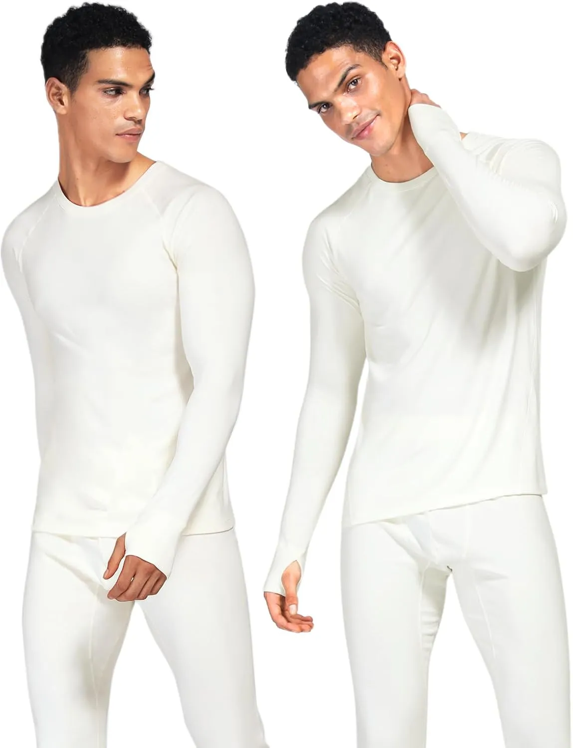 Long Johns for Men Thermal Underwear Soft Fleece Lined Base Layer Set Thermal Top Bottom Pajama Set for Cold Weather