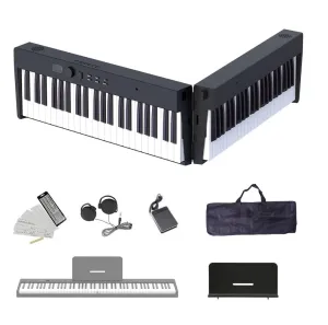 Longeye Foldable Piano Keyboard 88 Key Folding Piano Portable Electric Keyboard Semi Weighted Digital Piano for Beginners with Headphone, Sustain Pedal, Music Rest, Carry Case (Standard Sound)