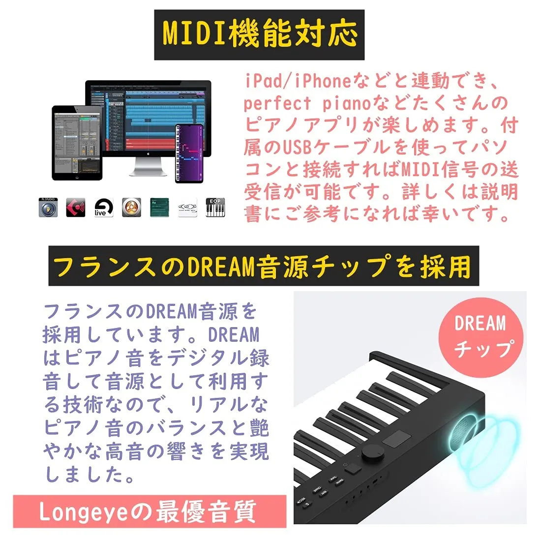 Longeye Foldable Piano Keyboard 88 Key Folding Piano Portable Electric Keyboard Semi Weighted Digital Piano for Beginners with Headphone, Sustain Pedal, Music Rest, Carry Case (Standard Sound)