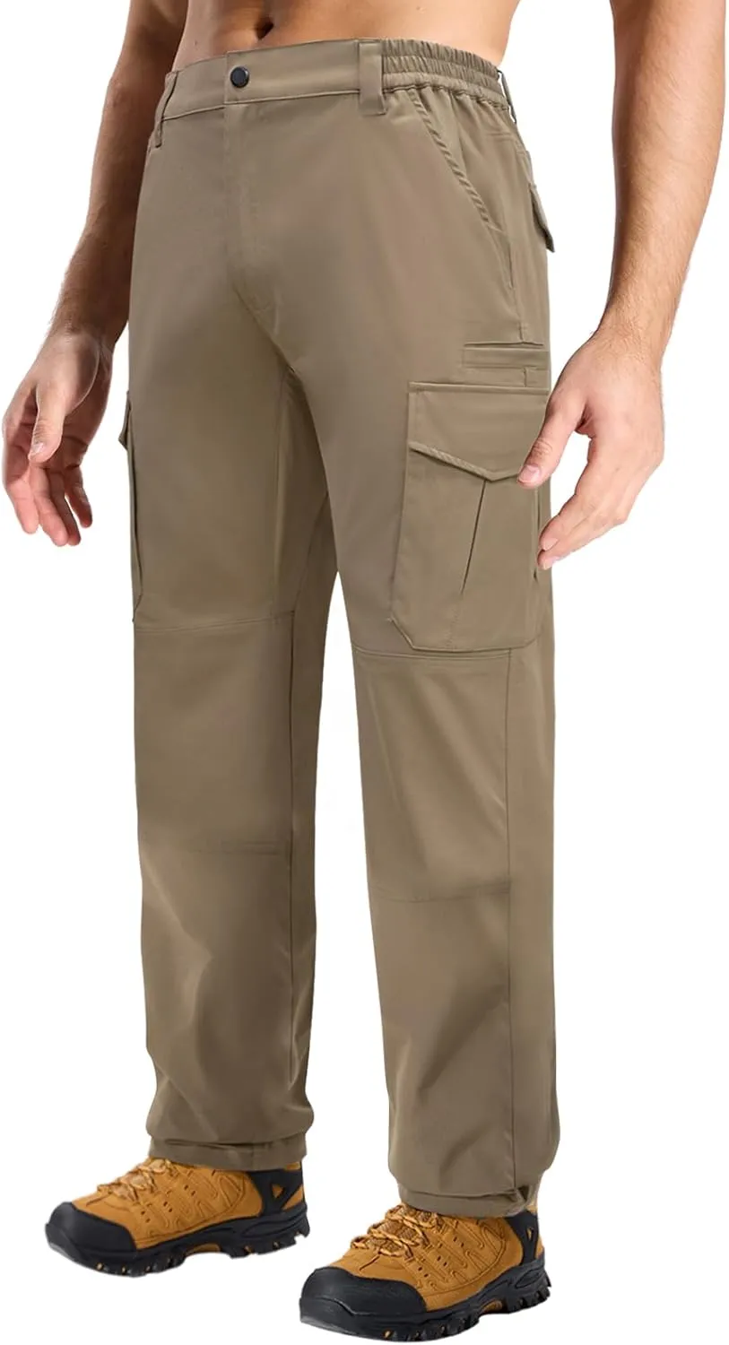 LOOGU Men's Water Resistant Tactical Pants, Ripstop Cargo Pants with 8 Pockets Hiking Work Outdoor