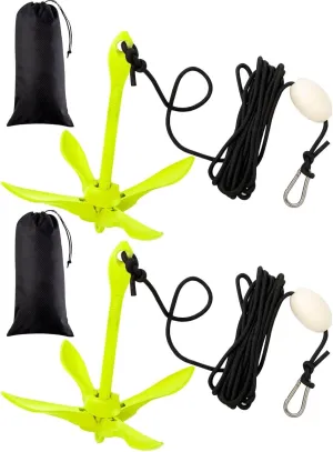 Lounsweer 2 Pack Marine Kayak Anchor Kit Grapnel Anchor Kit Folding Grapnel Anchor Boat Anchor with Foldable Claw Kayak Fishing Accessories for Small Boats Kayak Canoes Motorboat Paddle