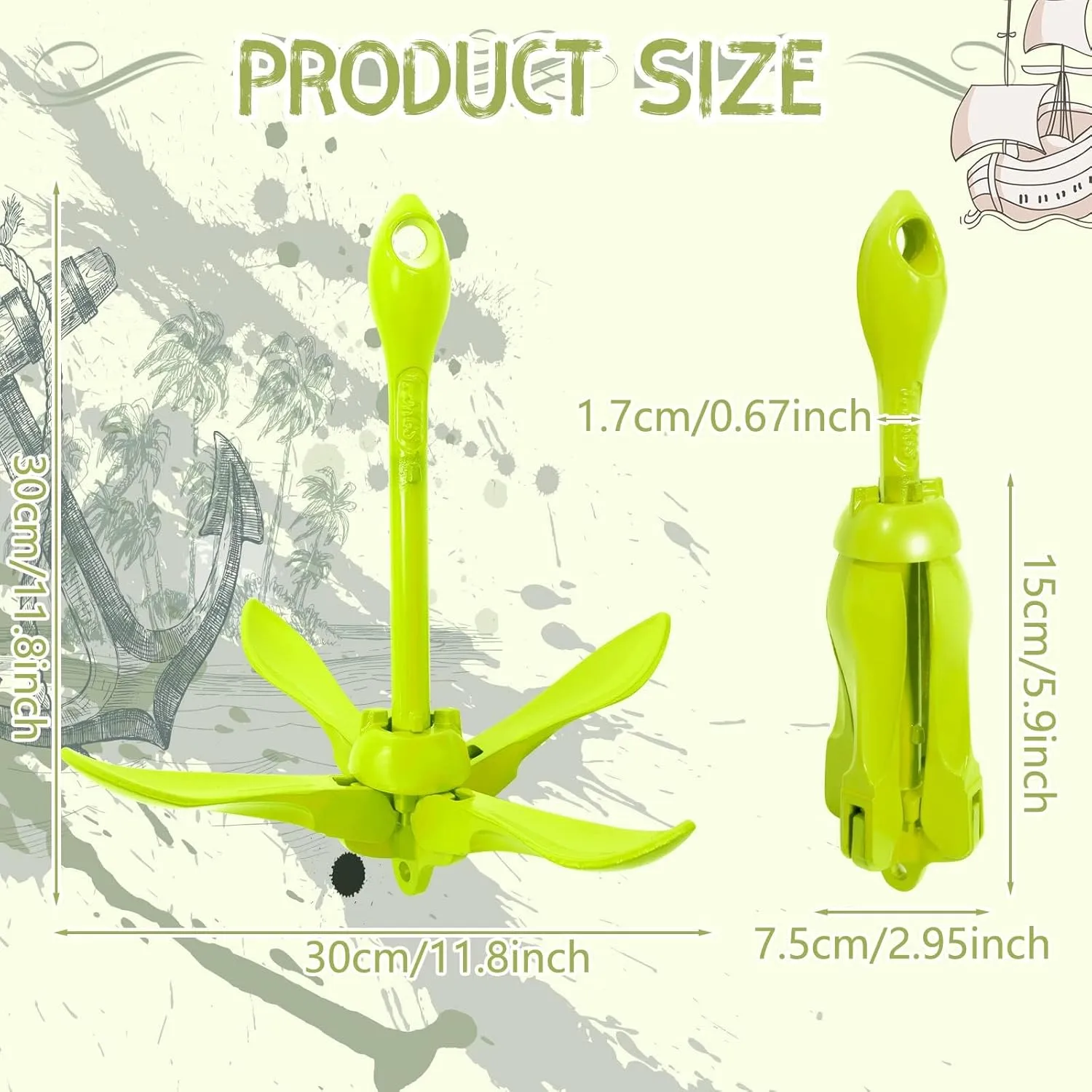 Lounsweer 2 Pack Marine Kayak Anchor Kit Grapnel Anchor Kit Folding Grapnel Anchor Boat Anchor with Foldable Claw Kayak Fishing Accessories for Small Boats Kayak Canoes Motorboat Paddle