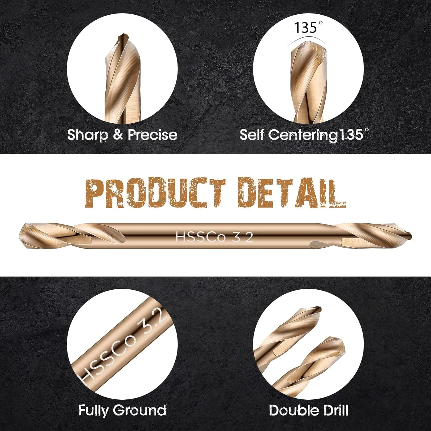 Lounsweer Cobalt Drill Bits Double End Drill Bits for Hardened Steel Wood Cast Plastic High Speed Metal Stainless Steel Bit(30 Pcs,1/8 Inch)