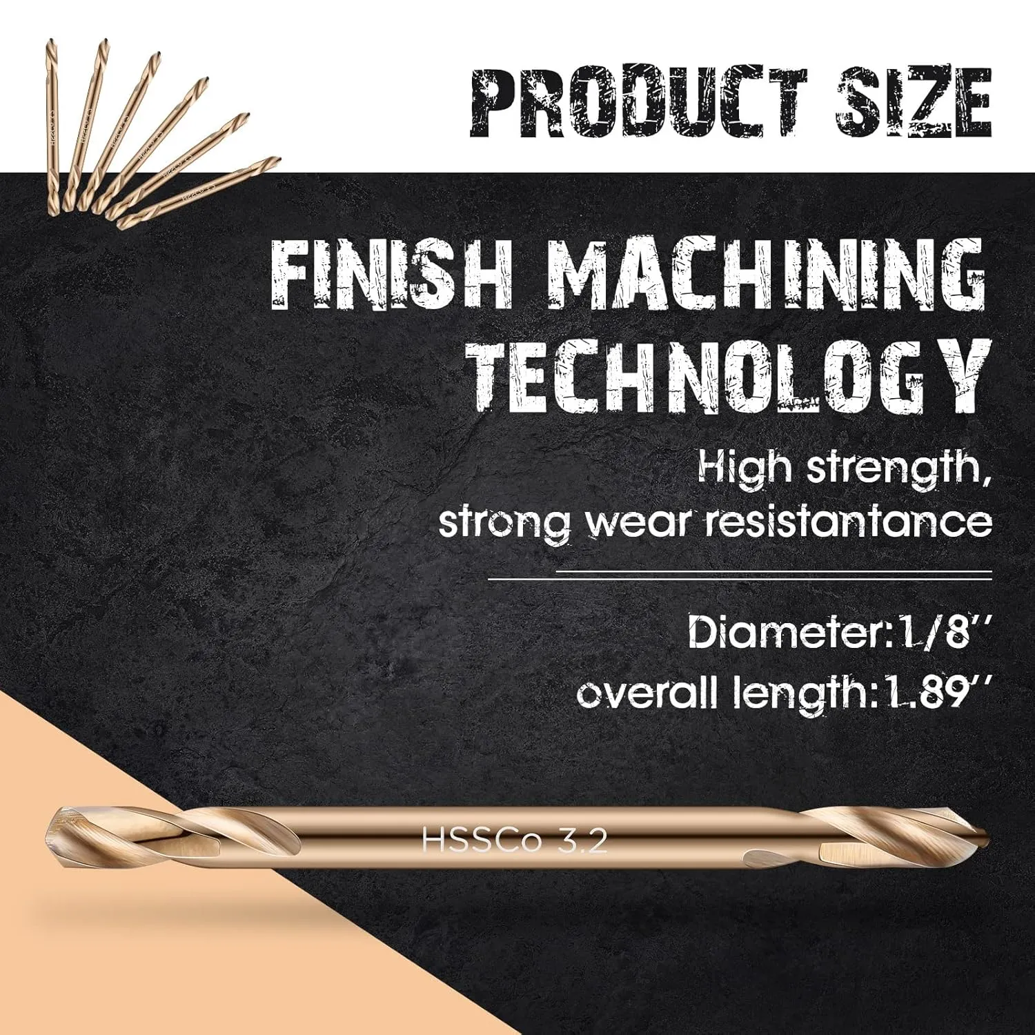Lounsweer Cobalt Drill Bits Double End Drill Bits for Hardened Steel Wood Cast Plastic High Speed Metal Stainless Steel Bit(30 Pcs,1/8 Inch)