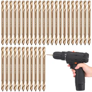 Lounsweer Cobalt Drill Bits Double End Drill Bits for Hardened Steel Wood Cast Plastic High Speed Metal Stainless Steel Bit(30 Pcs,1/8 Inch)