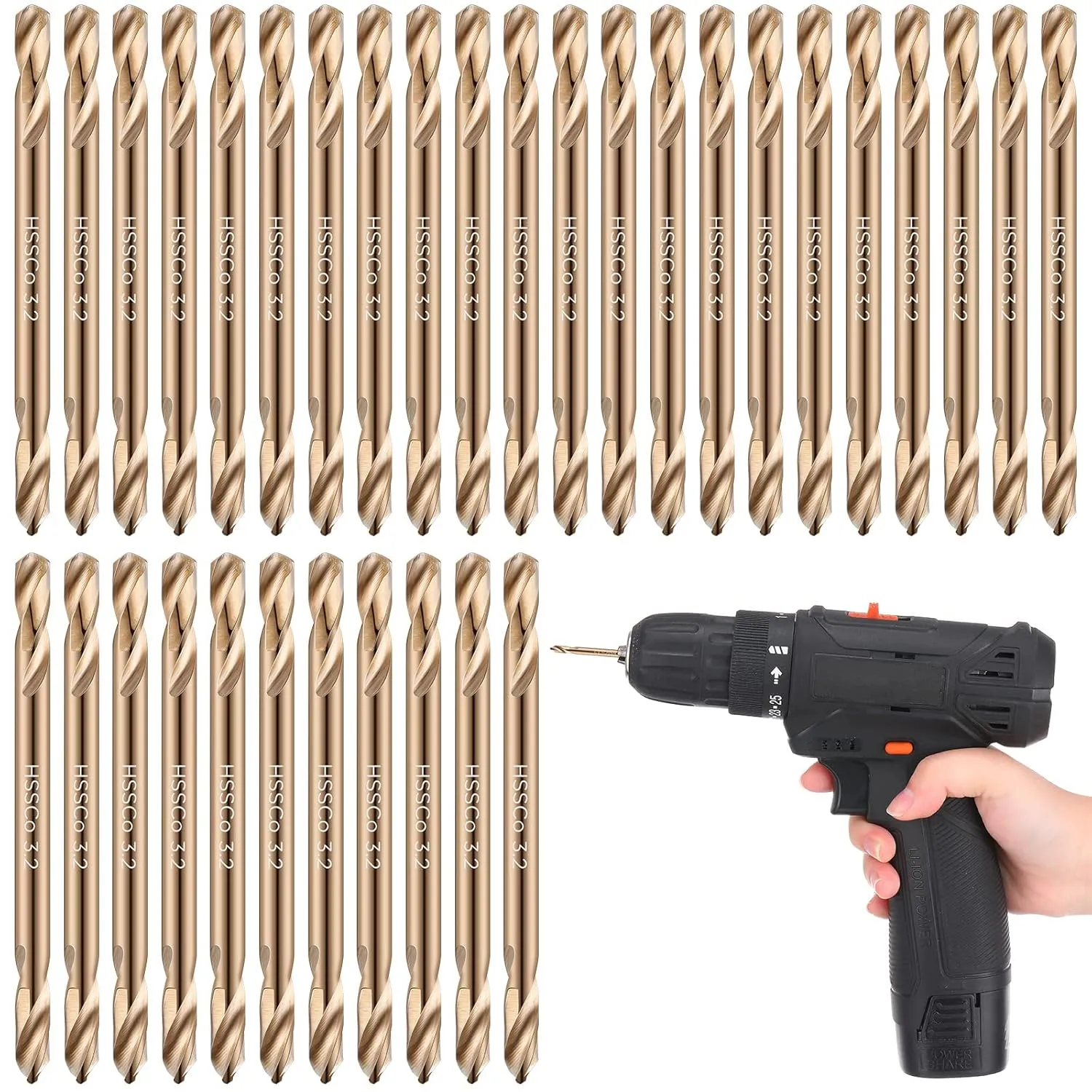 Lounsweer Cobalt Drill Bits Double End Drill Bits for Hardened Steel Wood Cast Plastic High Speed Metal Stainless Steel Bit(30 Pcs,1/8 Inch)
