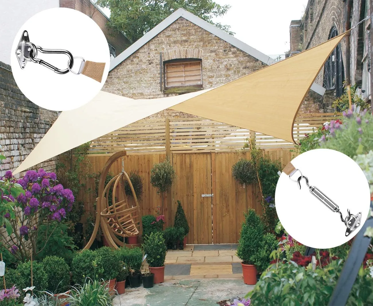 LOVE STORY Hardware Kit 6 Inches Stainless Steel for Triangle Sun Shade Sail Installation