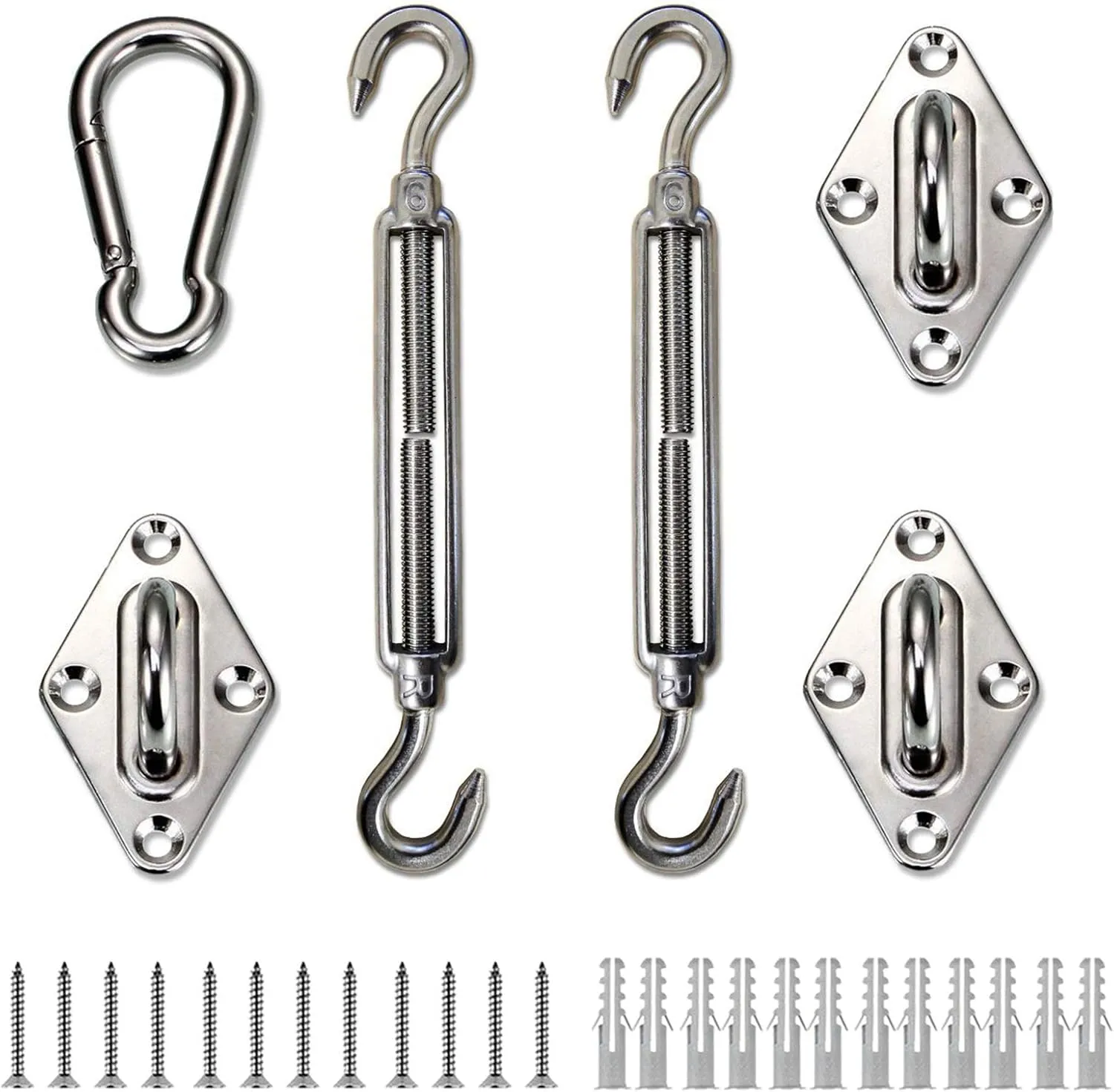 LOVE STORY Hardware Kit 6 Inches Stainless Steel for Triangle Sun Shade Sail Installation
