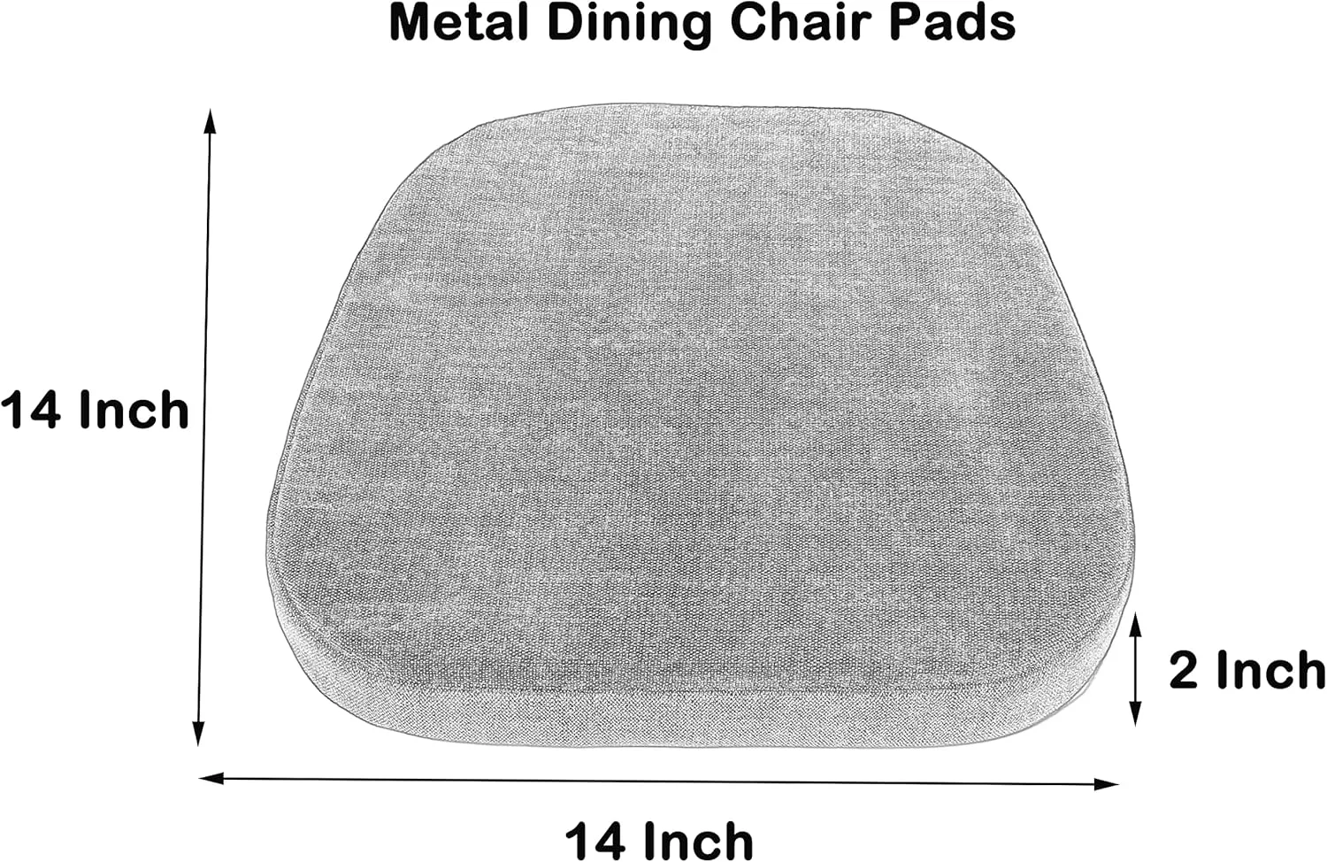 Loveboat Metal Chair Cushions, 14x14 Inches Metal Dining Chair Pads with Ties for Tolix Style Metal Chairs 2 Pack Grey