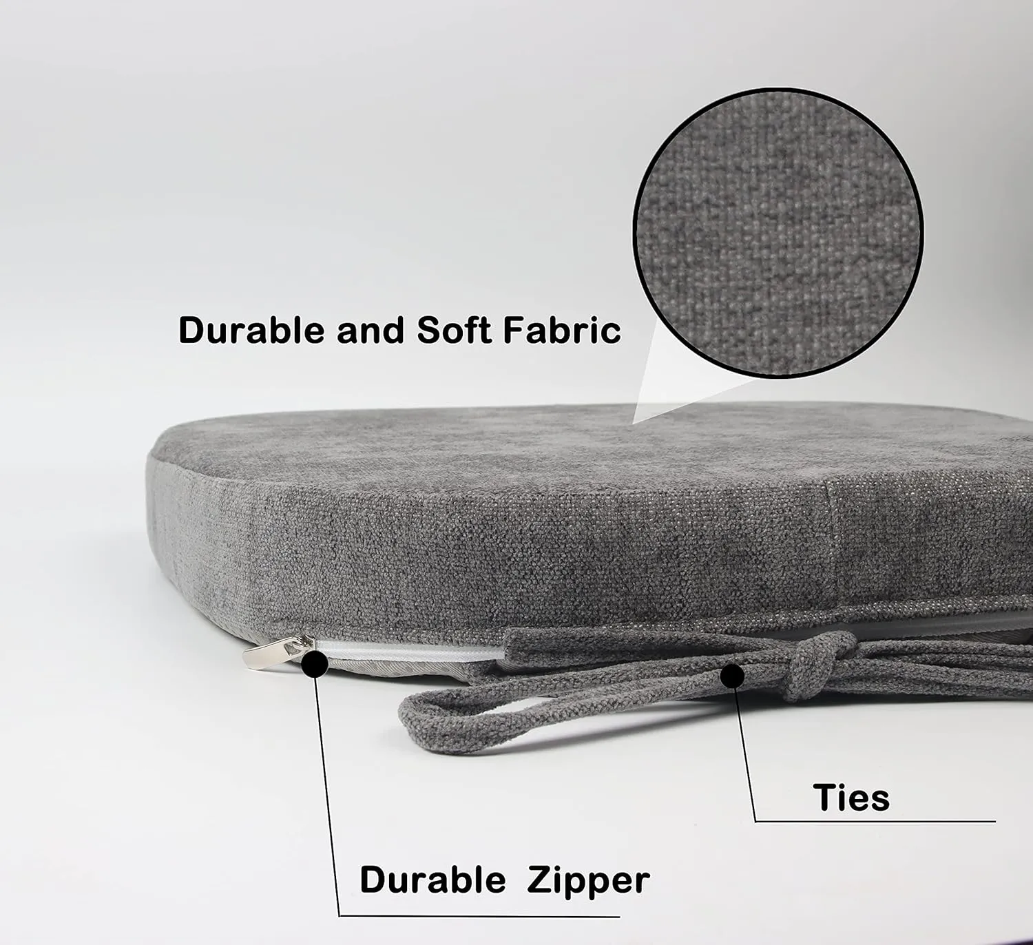 Loveboat Metal Chair Cushions, 14x14 Inches Metal Dining Chair Pads with Ties for Tolix Style Metal Chairs 2 Pack Grey