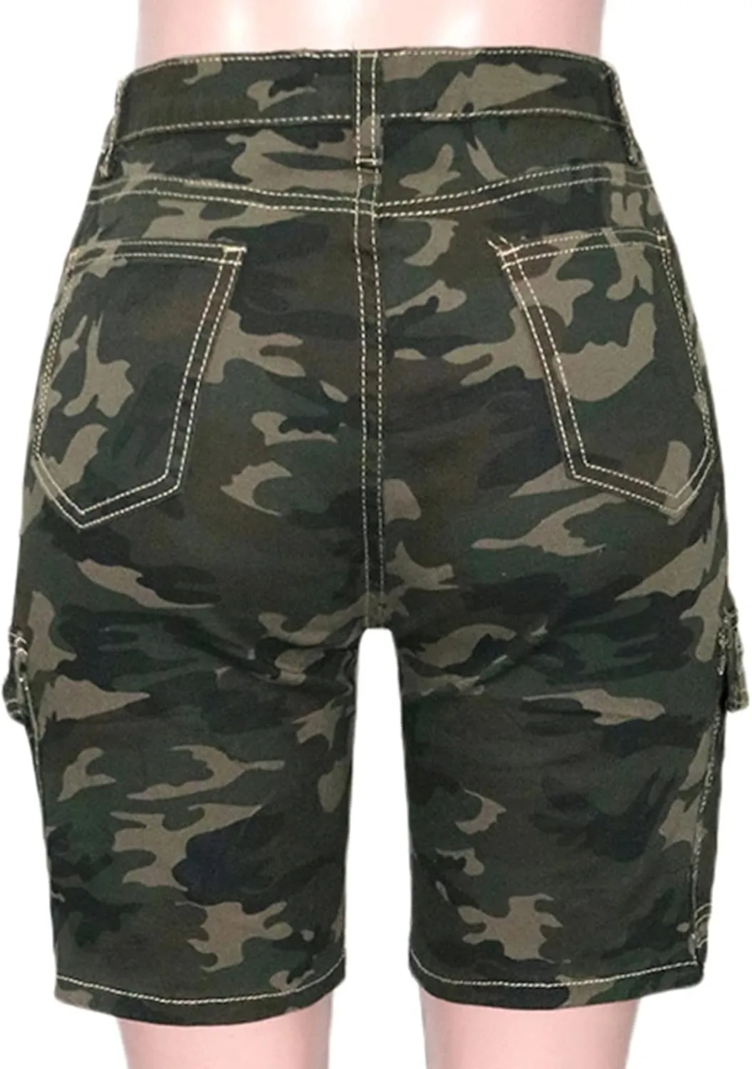 Lucuna Women's Camo Shorts High Waisted Multi-Pocket Army Fatigue Camouflage Casual Cargo Shorts