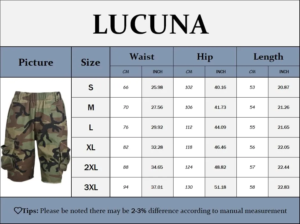 Lucuna Women's Camo Shorts High Waisted Multi-Pocket Army Fatigue Camouflage Casual Cargo Shorts