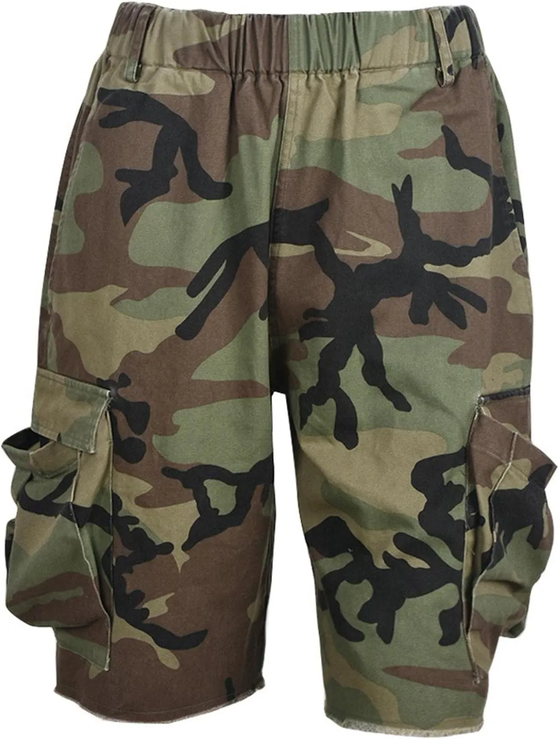 Lucuna Women's Camo Shorts High Waisted Multi-Pocket Army Fatigue Camouflage Casual Cargo Shorts
