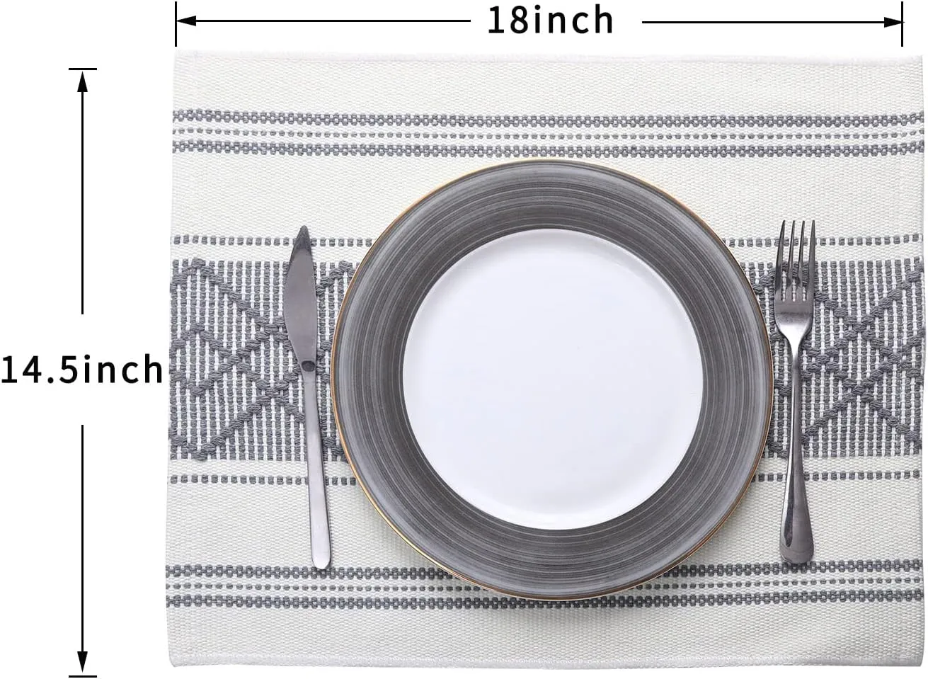 LUFEIJIASHI Elegant Thick placemats for Dining Table Decor Farmhouse Heat Resistant Table Place mats Set of 6 Quality Woven Cloth Placemats Washable Dinner mats (Grey, 6)